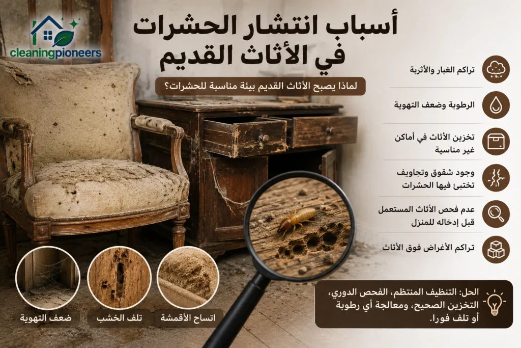 اسباب انتشار الحشرات في الاثاث القديم
