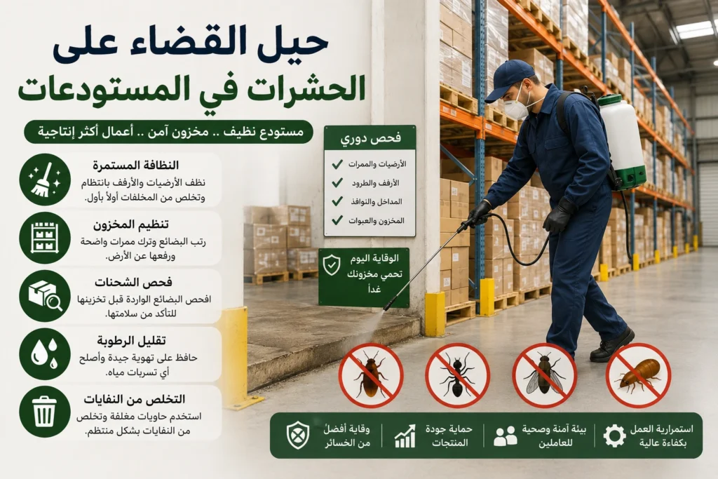 حيل القضاء على الحشرات في المستودعات