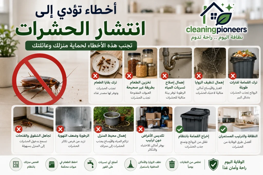 اخطاء تؤدي الى انتشار الحشرات