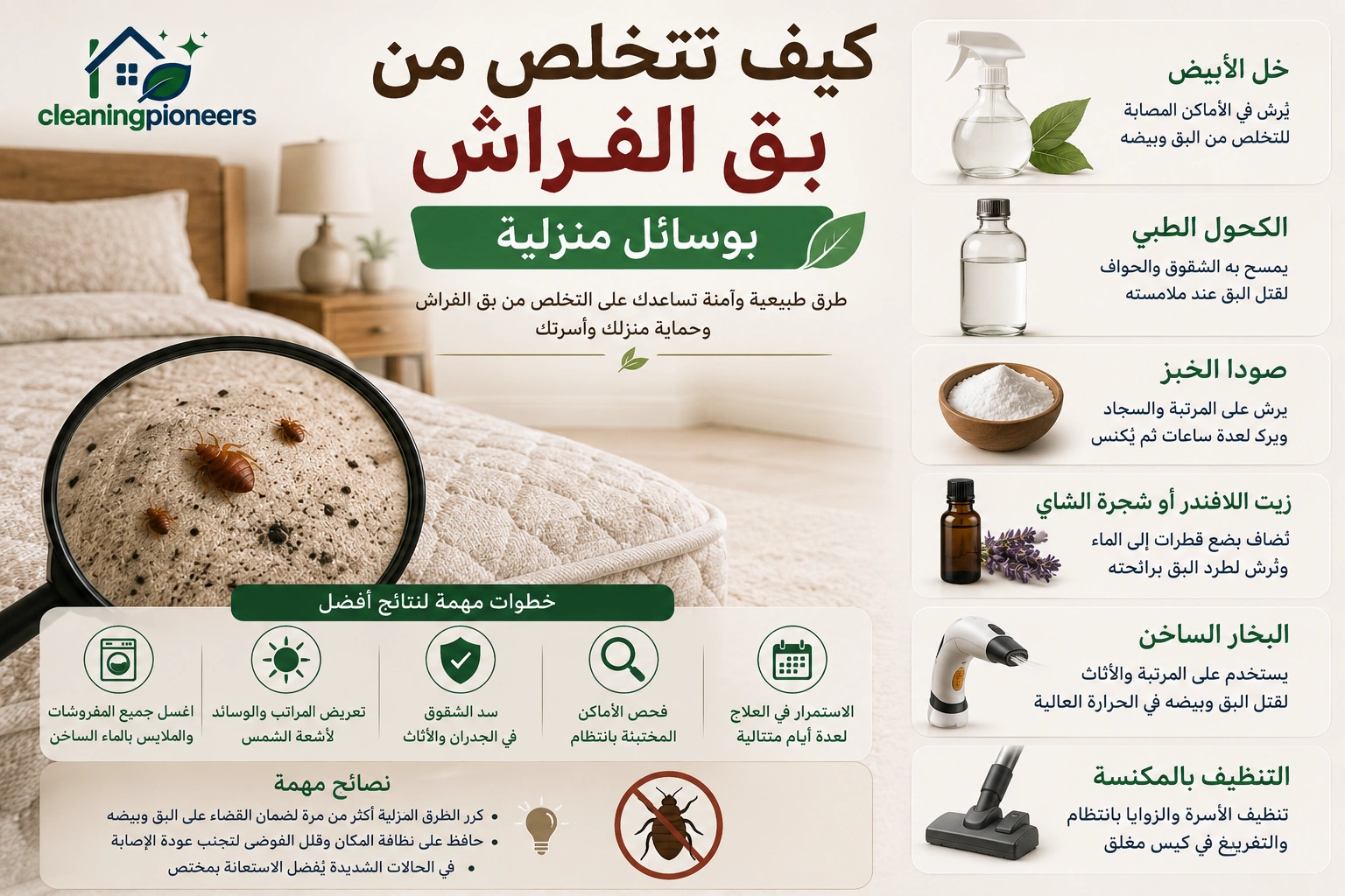 كيف تتخلص من بق الفراش بوسائل منزلية