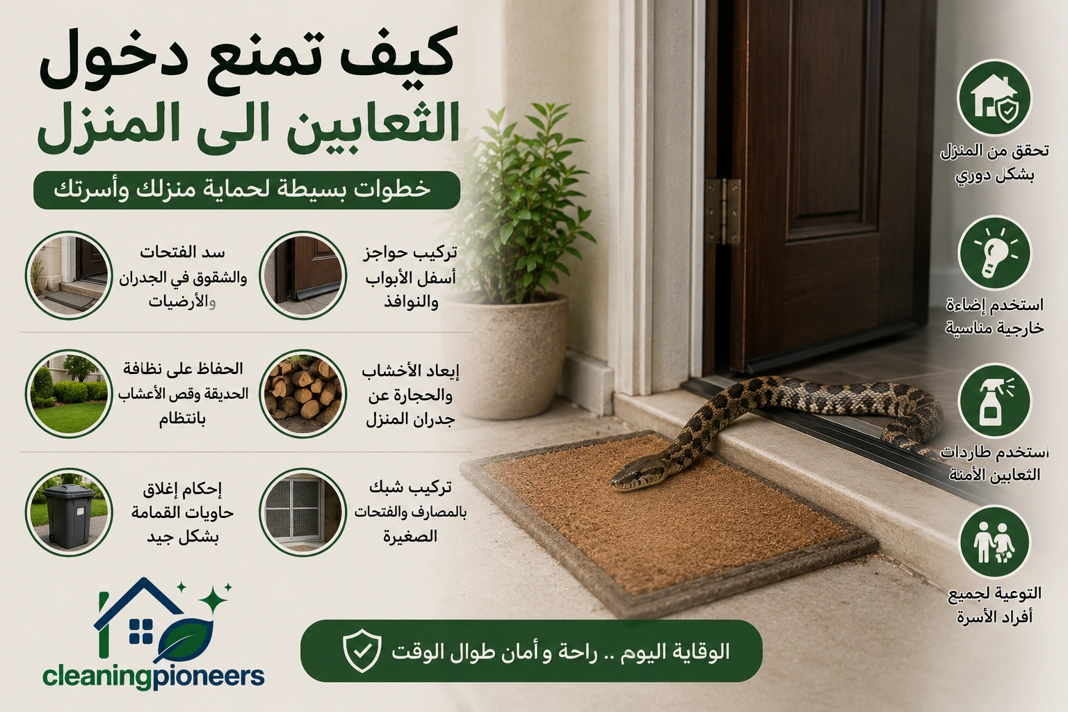 كيف تمنع دخول الثعابين الى داخل المنزل