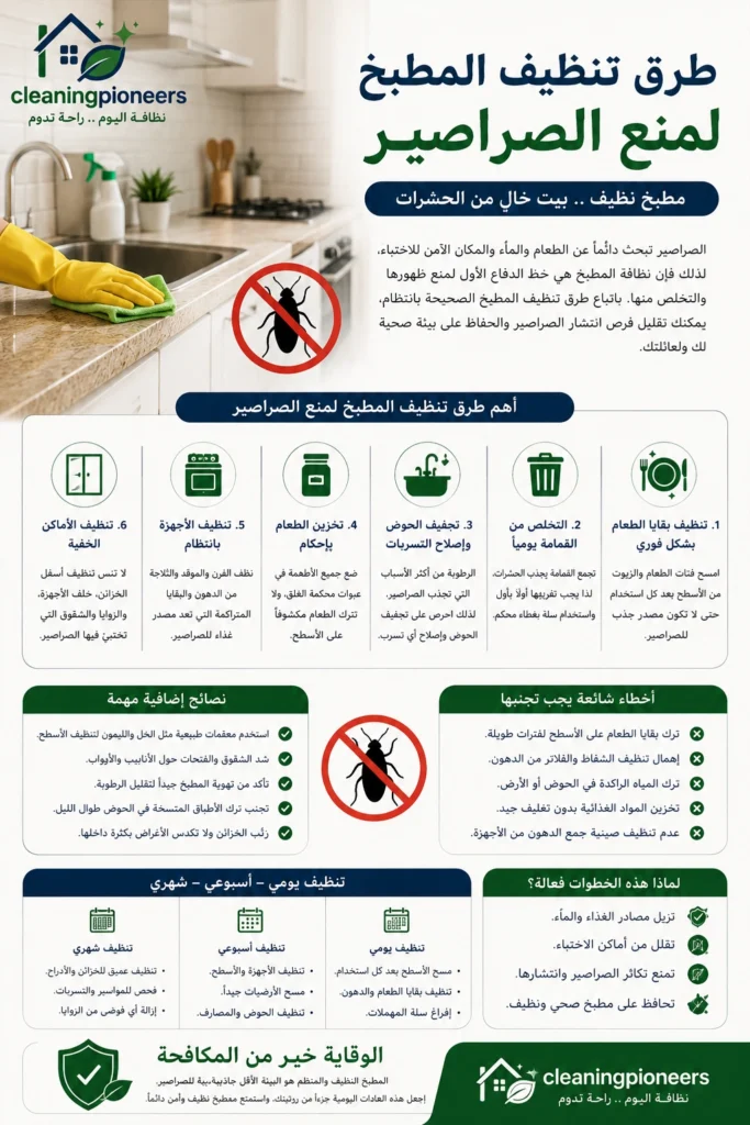 طرق تنظيف المطبخ لمنع الصراصير