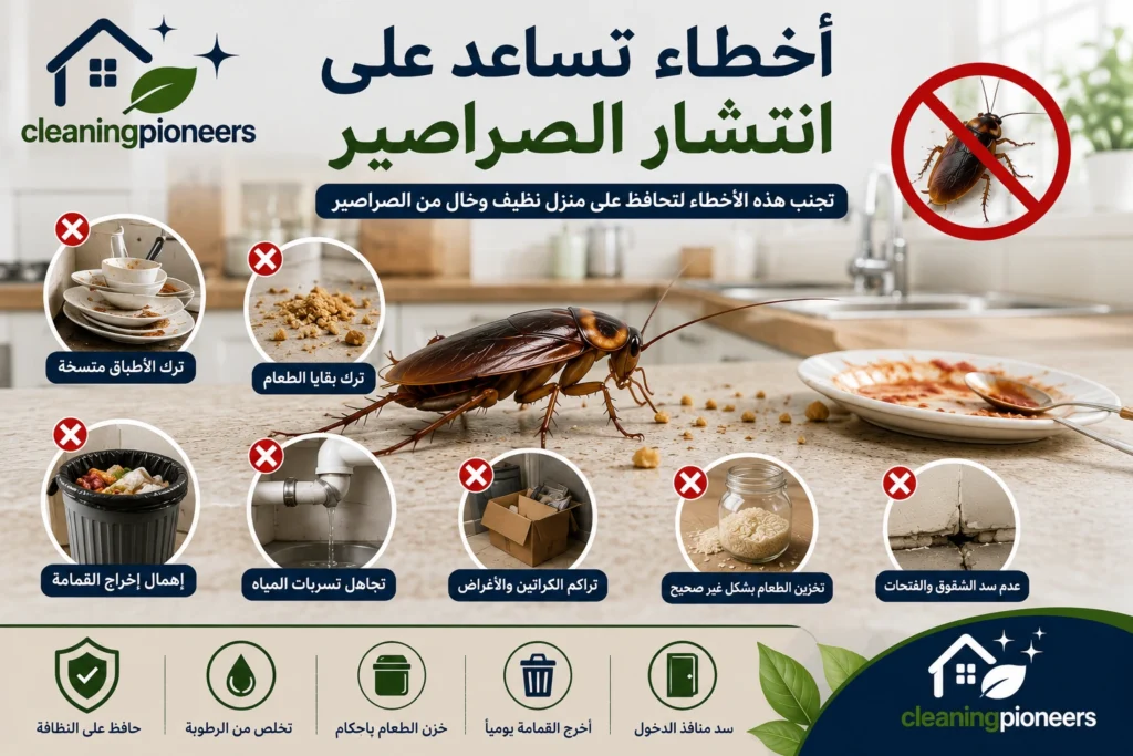 اخطاء تساعد على انتشار الصراصير