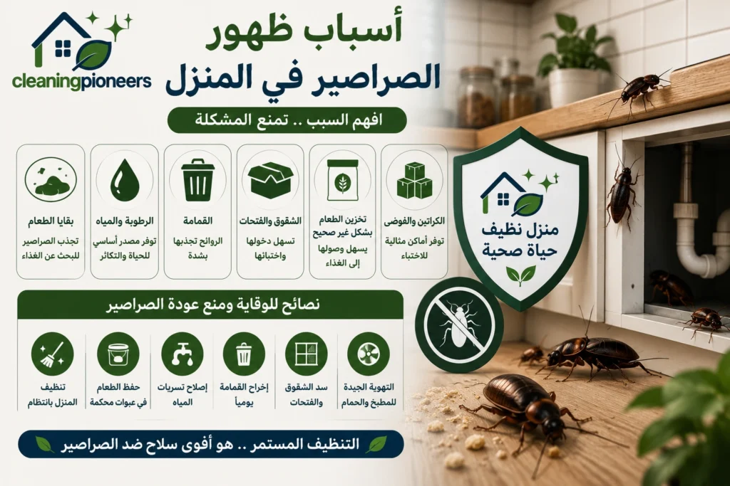 اسباب ظهور الصراصير في المنزل