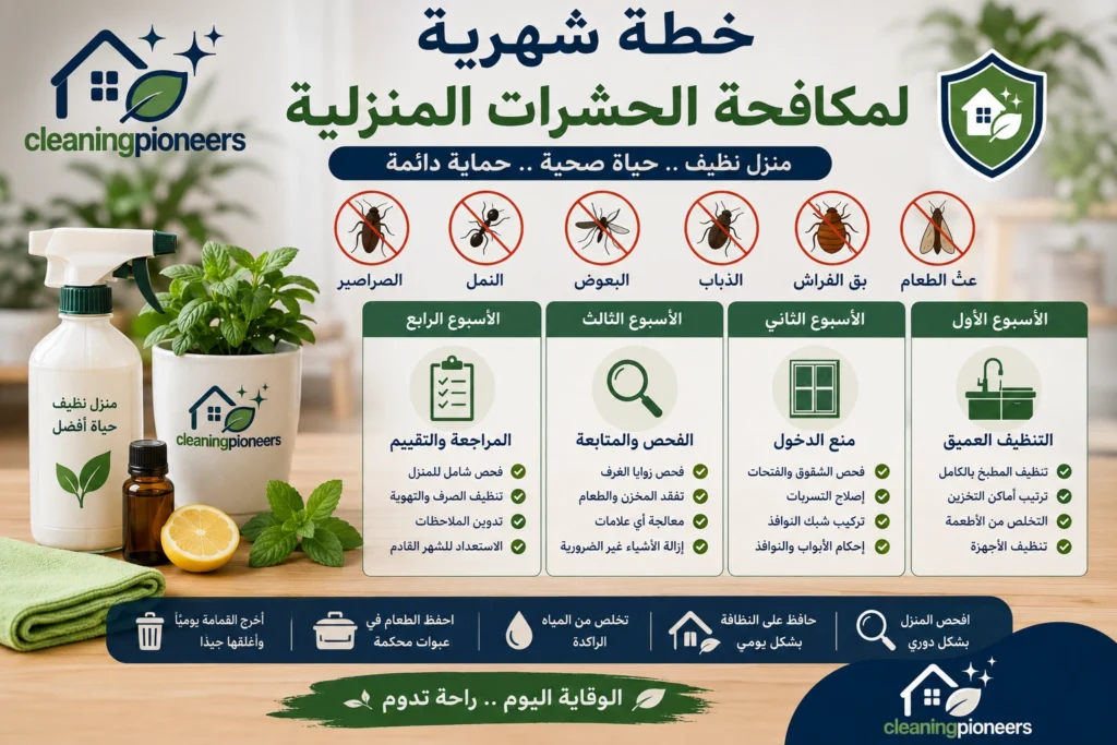 خطة شهرية لمكافحة الحشرات المنزلية