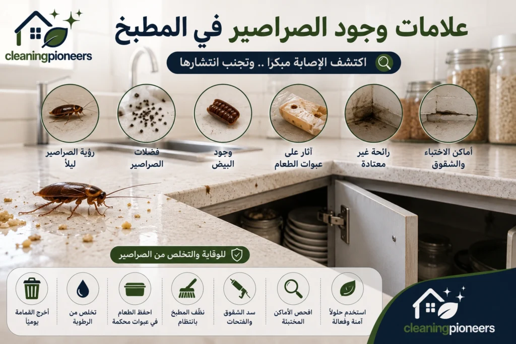 علامات وجود الصراصير في المطبخ
