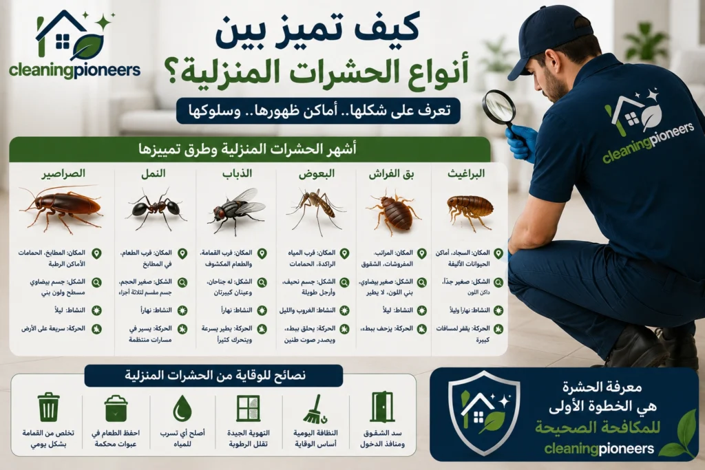 كيف تميز بين انواع الحشرات المنزلية