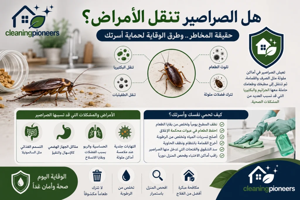 هل الصراصير تنقل الامراض